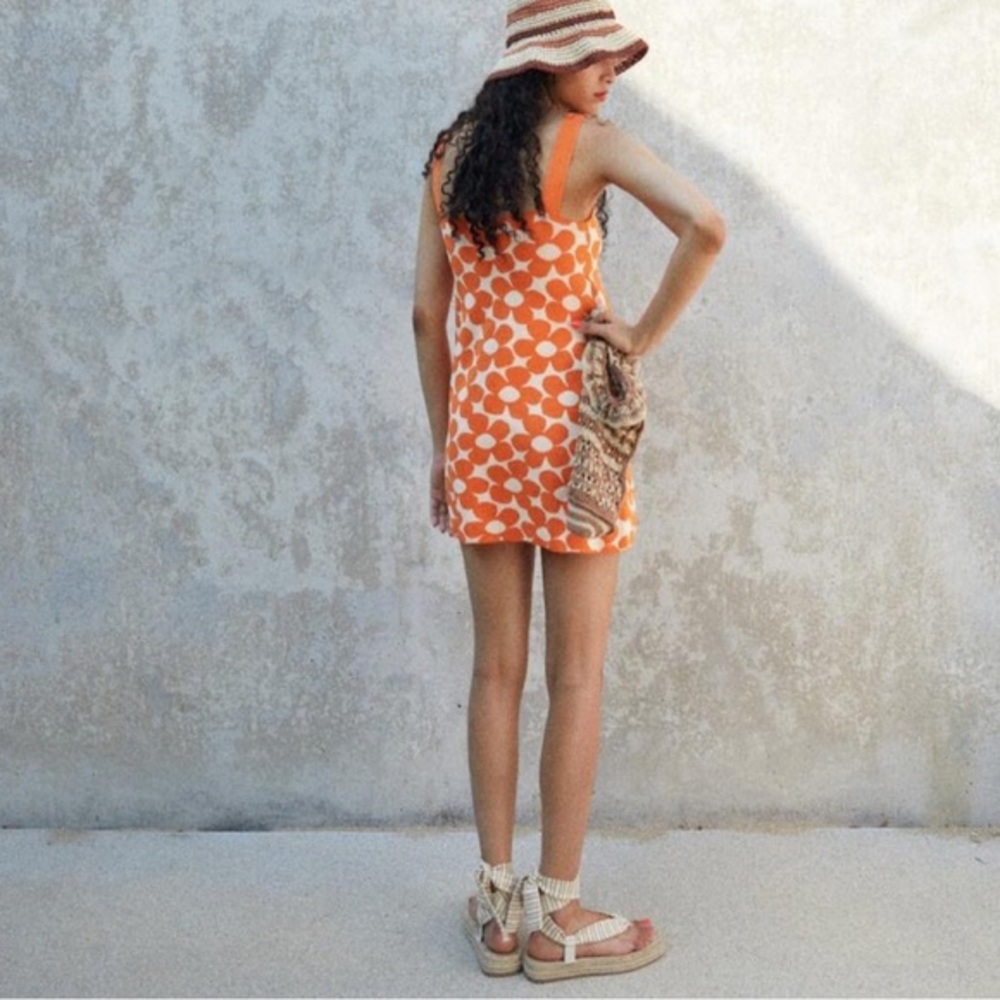 Zara Daisy Floral Knit Retro Dress NEW - Picture 5 of 13